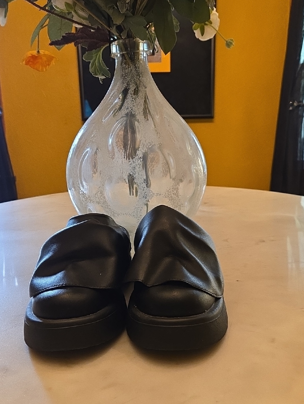 Black Leather Slide Mules - Women's Casual Slip-On